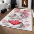 Cute cartoon bunny with a pink bow holding a heart area rugs carpet