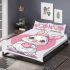Cute cartoon bunny with a pink bow holding a heart bedding set