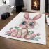 Cute cartoon bunny with big eyes and flowers area rugs carpet