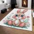 Cute cartoon bunny with big eyes and flowers area rugs carpet