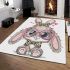 Cute cartoon bunny with pink heart shaped glasses area rugs carpet