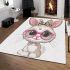 Cute cartoon bunny with pink heart shaped glasses area rugs carpet