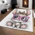 Cute cartoon bunny with pink heart shaped glasses area rugs carpet