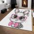 Cute cartoon bunny with pink heart shaped glasses area rugs carpet