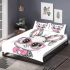 Cute cartoon bunny with pink heart shaped glasses bedding set