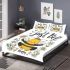 Cute cartoon drawing of a happy bee doing bedding set