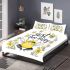 Cute cartoon drawing of a happy bee doing bedding set