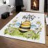 Cute cartoon drawing of a smiling bee doing area rugs carpet