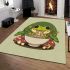 Cute cartoon frog eating ramen area rugs carpet