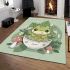 Cute cartoon frog eating ramen area rugs carpet