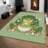 Cute cartoon frog eating ramen area rugs carpet