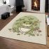 Cute cartoon frog eating ramen area rugs carpet