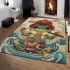 Cute cartoon frog eating ramen shown in a full body shot area rugs carpet