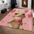 Cute cartoon frog holding a pink heart area rugs carpet