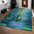 Cute cartoon frog holding on to the stem area rugs carpet