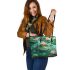 Cute cartoon frog in the water leaather tote bag