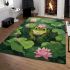 Cute cartoon frog in the water area rugs carpet