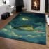 Cute cartoon frog lies on the clouds in space area rugs carpet