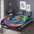 Cute cartoon frog on the moon psychedelic rainbow colors bedding set