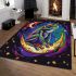Cute cartoon frog on the moon psychedelic rainbow colors area rugs carpet