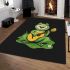 Cute cartoon frog playing guitar in a simple drawing area rugs carpet