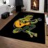 Cute cartoon frog playing guitar in a simple drawing area rugs carpet