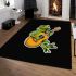 Cute cartoon frog playing guitar in a simple drawing area rugs carpet