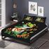 Cute cartoon frog playing guitar in a simple flat style design bedding set