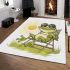 Cute cartoon frog sitting in a lawn chair with big sunglasses on area rugs carpet