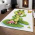 Cute cartoon frog sitting on a lily pad area rugs carpet