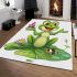 Cute cartoon frog sitting on a lily pad area rugs carpet