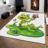 Cute cartoon frog sitting on a lily pad area rugs carpet