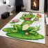 Cute cartoon frog sitting on a lily pad area rugs carpet