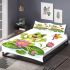 Cute cartoon frog sitting on a lily pad smiling with his legs crossed bedding set