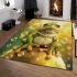 Cute cartoon frog with a crown sitting on a golden ball area rugs carpet