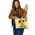 Cute cartoon frog with big eyes leaather tote bag