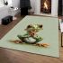 Cute cartoon frog with big eyes and hands area rugs carpet