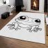 Cute cartoon frog with big eyes coloring page for kids area rugs carpet