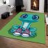 Cute cartoon frog with big eyes wearing sneakers area rugs carpet