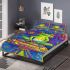 Cute cartoon frog with rainbow colored skin bedding set