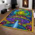 Cute cartoon frog with rainbow colored skin area rugs carpet