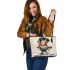 Cute cartoon green frog leaather tote bag