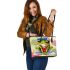 Cute cartoon green frog leaather tote bag