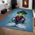 Cute cartoon green frog sitting on top of white sneakers area rugs carpet