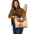 Cute cartoon illustration of a chihuahua dog leather tote bag