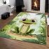 Cute cartoon illustration of a little frog with big eyes area rugs carpet