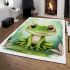 Cute cartoon illustration of a little frog with big eyes area rugs carpet