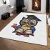 Cute cartoon owl wearing glasses and graduation hat area rugs carpet