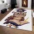 Cute cartoon owl wearing glasses and graduation hat area rugs carpet