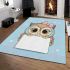 Cute cartoon owl with a pink bow on its head area rugs carpet